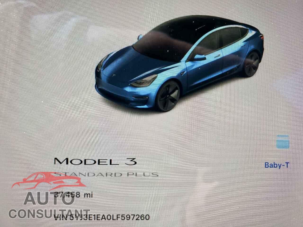 TESLA MODEL 3 2020 - 5YJ3E1EA0LF597260