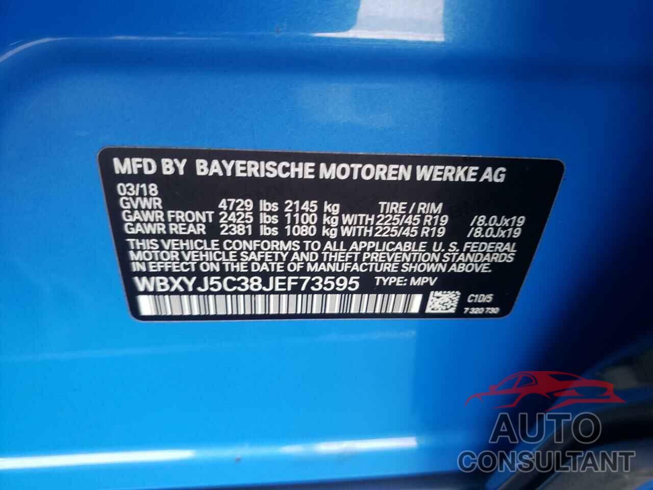 BMW X2 2018 - WBXYJ5C38JEF73595