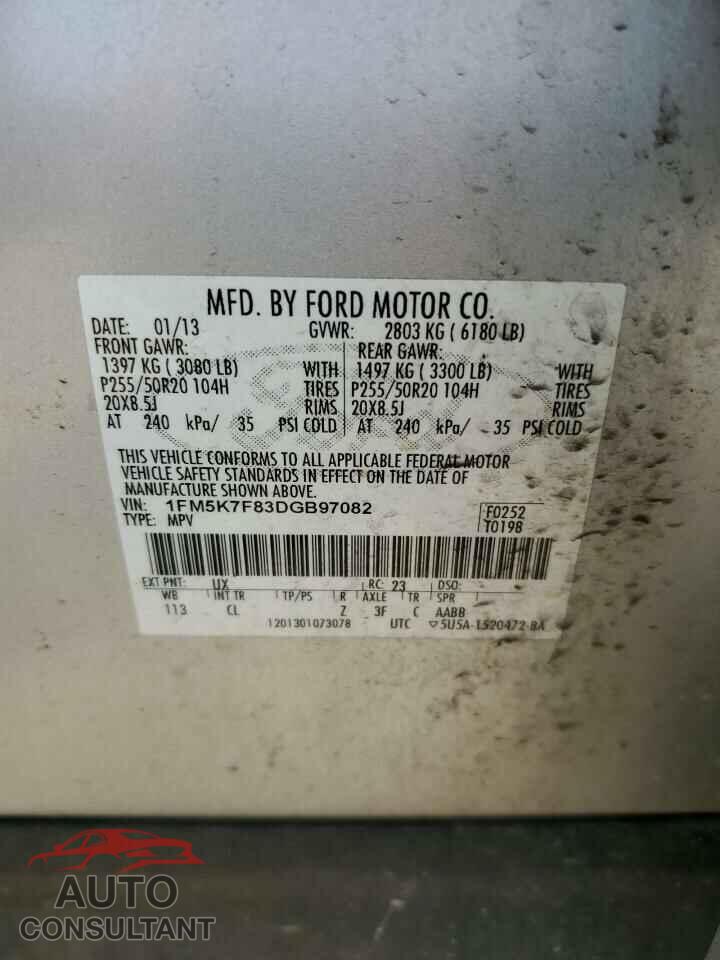 FORD EXPLORER 2013 - 1FM5K7F83DGB97082