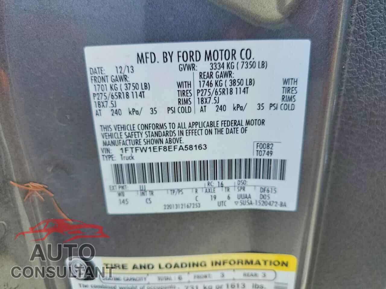 FORD F150 2014 - 1FTFW1EF8EFA58163
