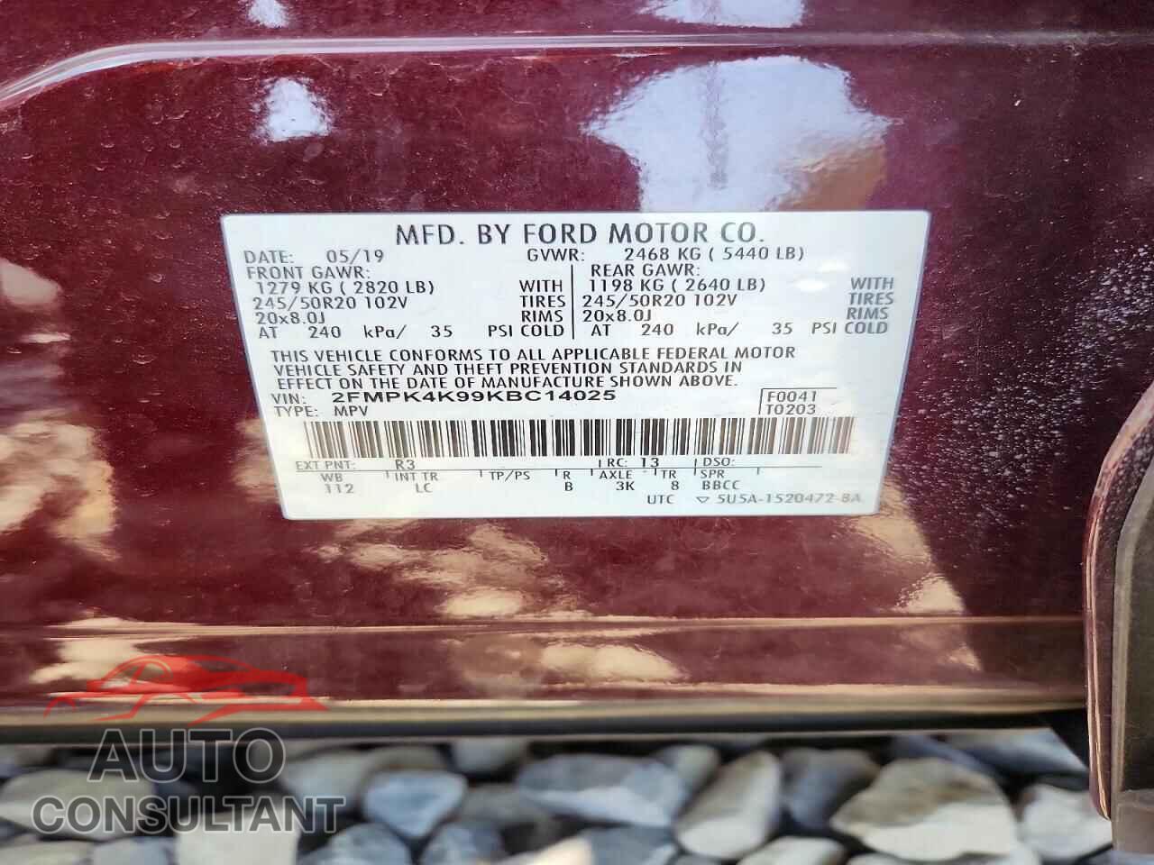 FORD EDGE 2019 - 2FMPK4K99KBC14025
