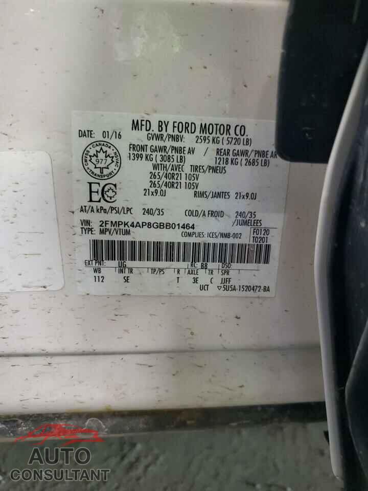 FORD EDGE 2016 - 2FMPK4AP8GBB01464