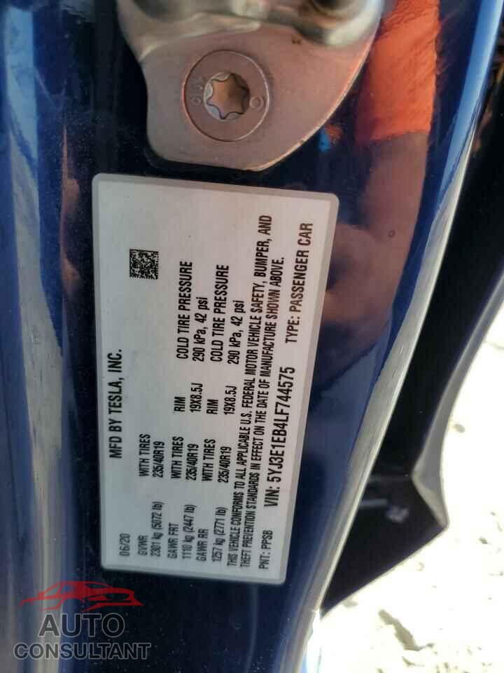 TESLA MODEL 3 2020 - 5YJ3E1EB4LF744575