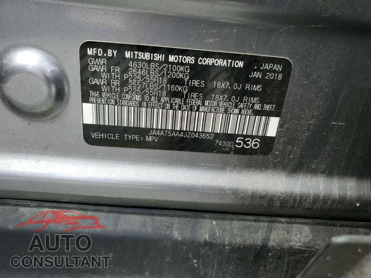 MITSUBISHI ECLIPSE 2018 - JA4AT5AA4JZ043652