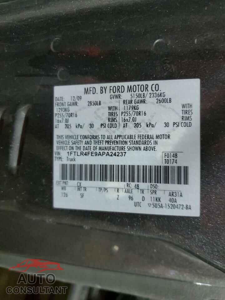 FORD RANGER 2010 - 1FTLR4FE9APA24237