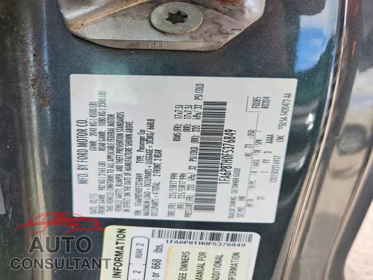 FORD MUSTANG 2015 - 1FA6P8TH0F5376849
