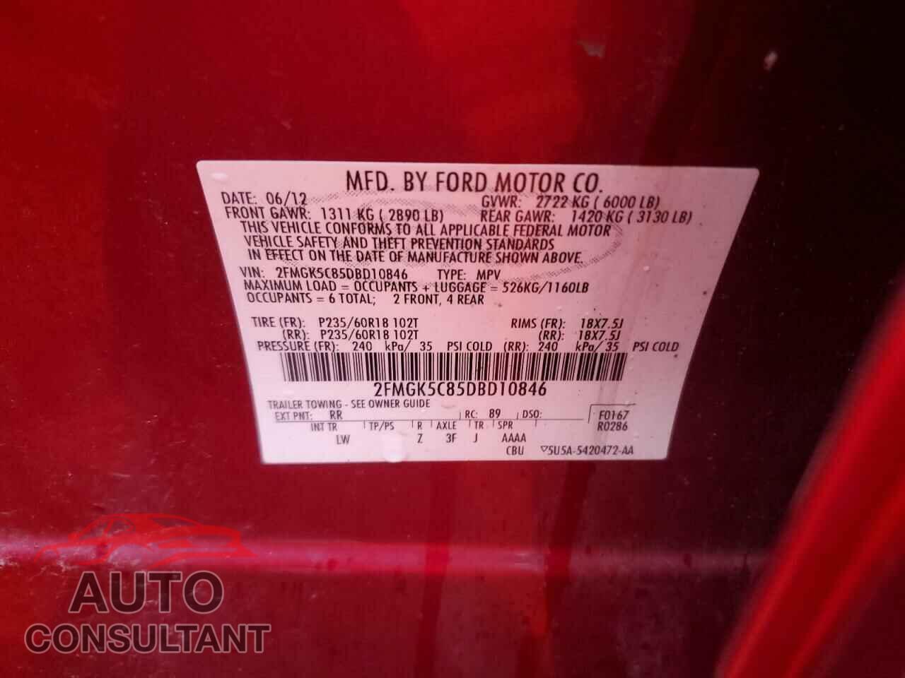 FORD FLEX 2013 - 2FMGK5C85DBD10846