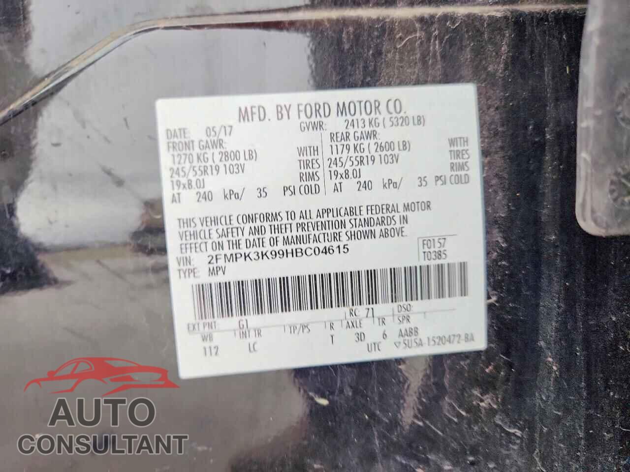 FORD EDGE 2017 - 2FMPK3K99HBC04615