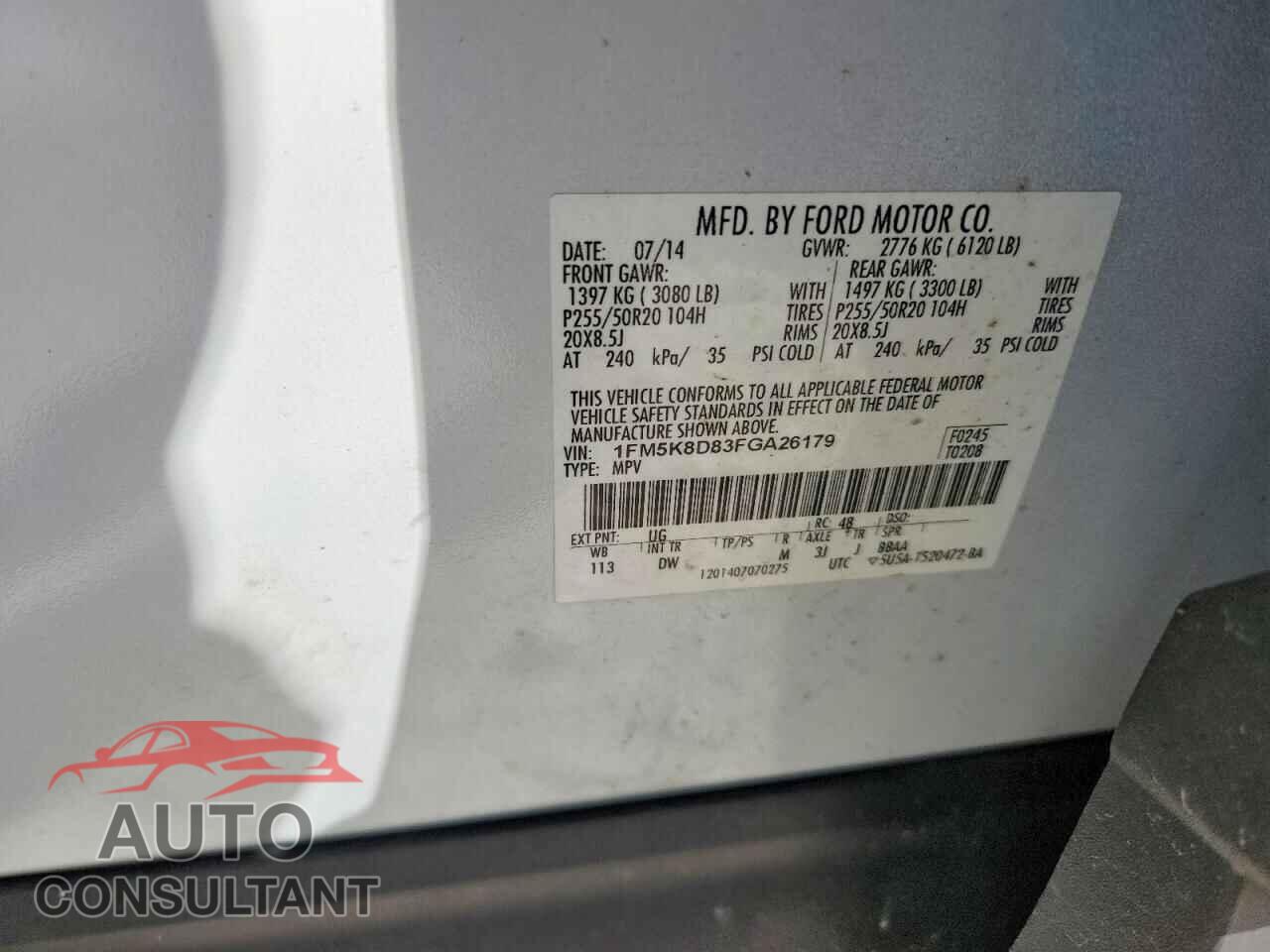 FORD EXPLORER 2015 - 1FM5K8D83FGA26179