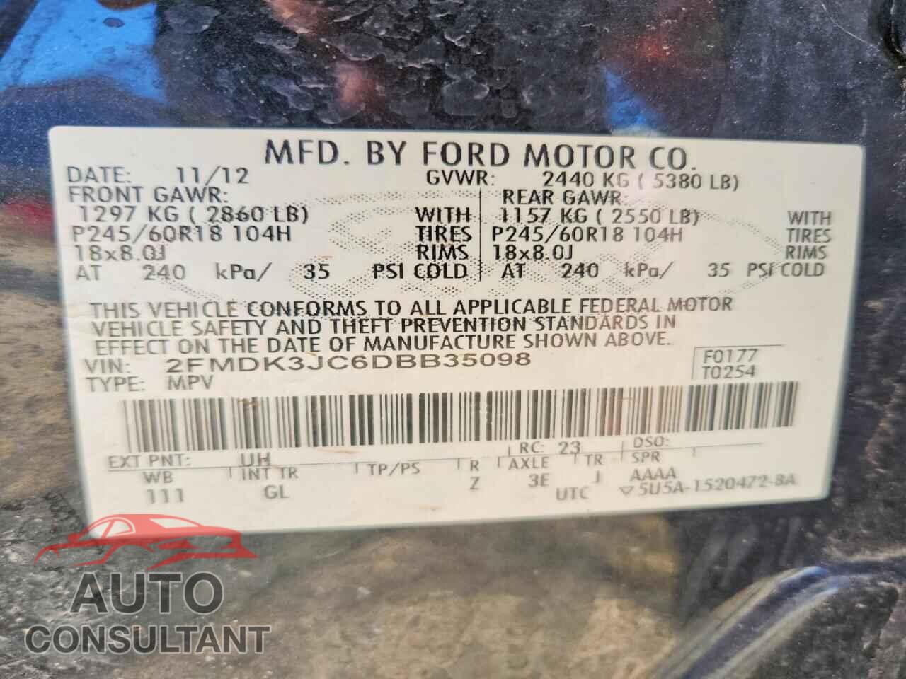 FORD EDGE 2013 - 2FMDK3JC6DBB35098