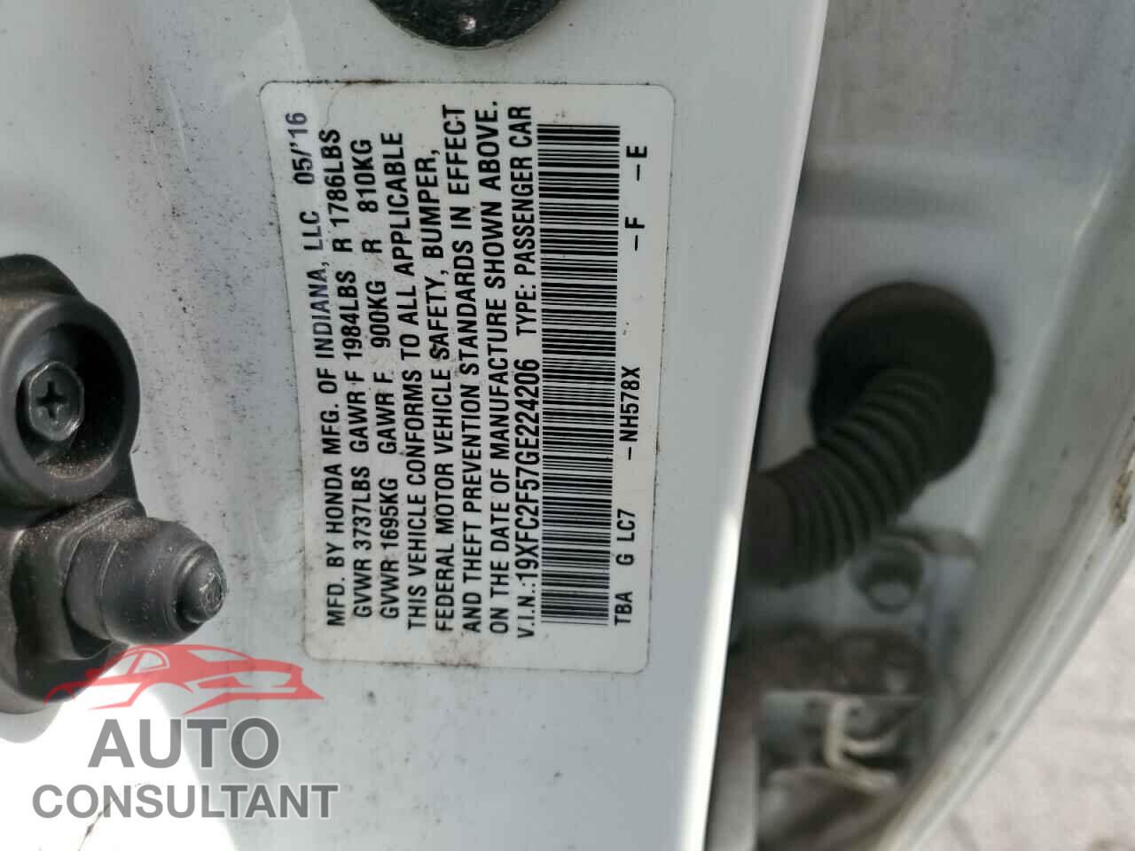 HONDA CIVIC 2016 - 19XFC2F57GE224206