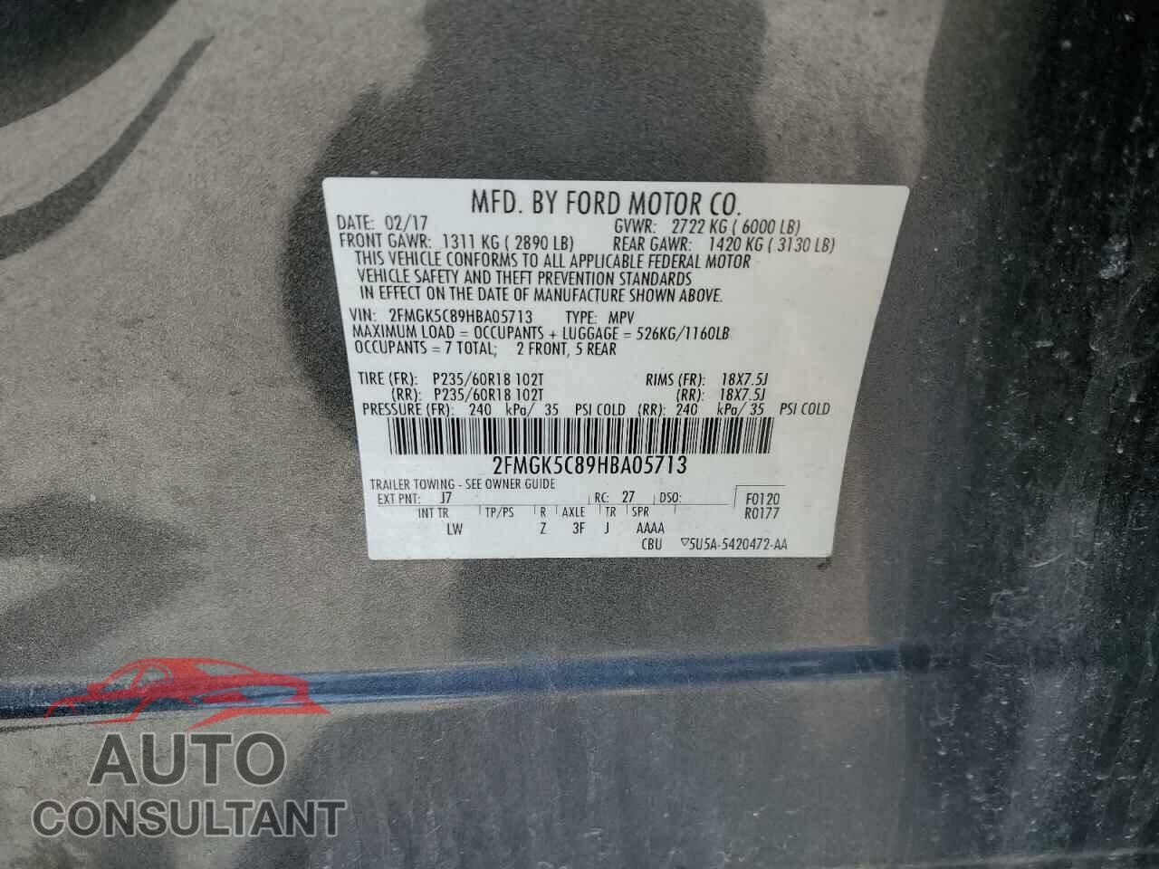 FORD FLEX 2017 - 2FMGK5C89HBA05713