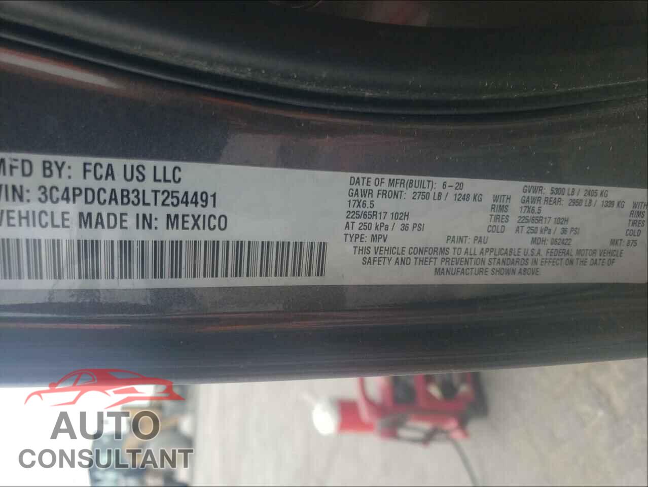 DODGE JOURNEY 2020 - 3C4PDCAB3LT254491