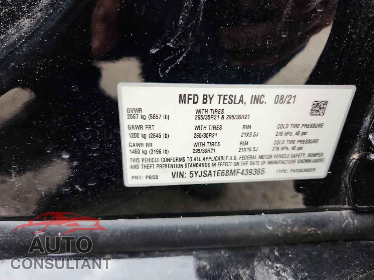 TESLA MODEL S 2021 - 5YJSA1E68MF439365