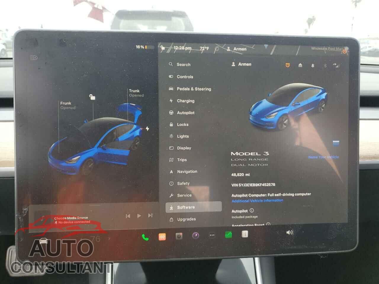 TESLA MODEL 3 2019 - 5YJ3E1EB9KF452578