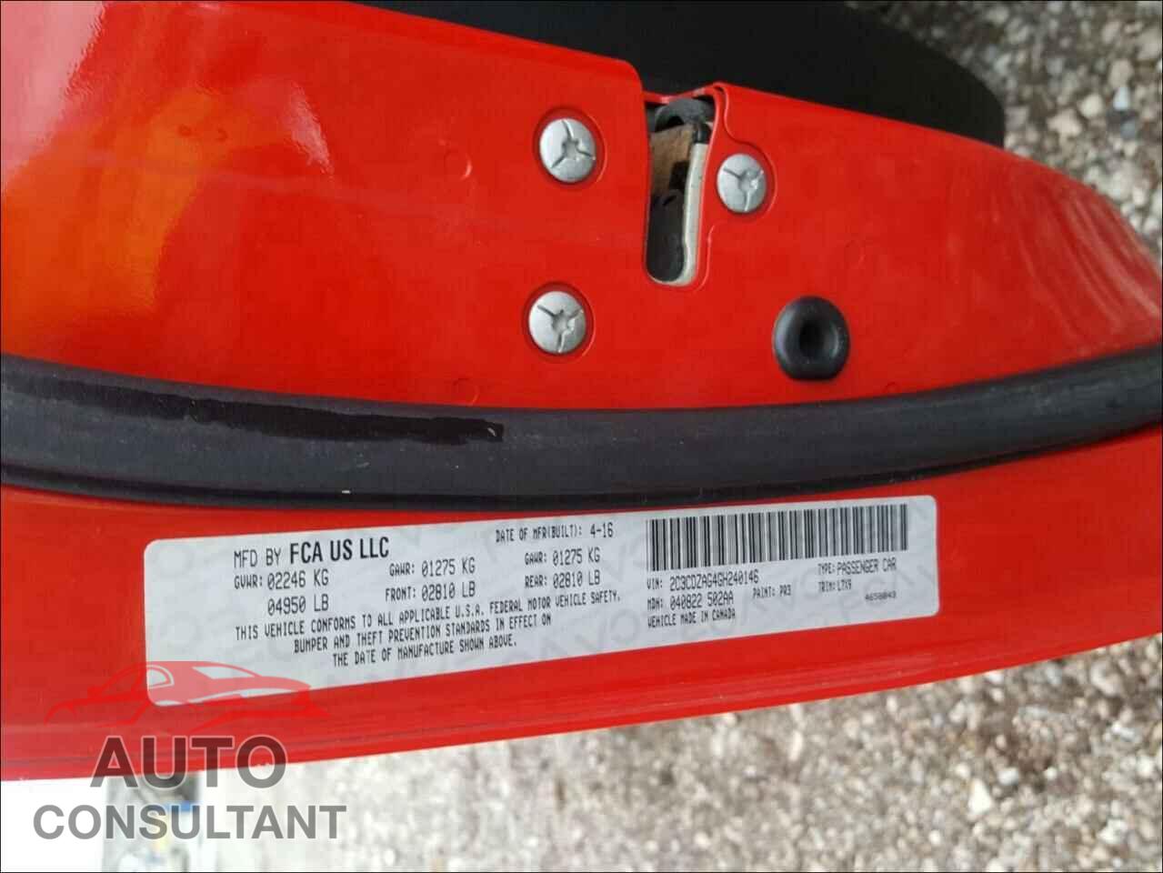 DODGE CHALLENGER 2016 - 2C3CDZAG4GH240146