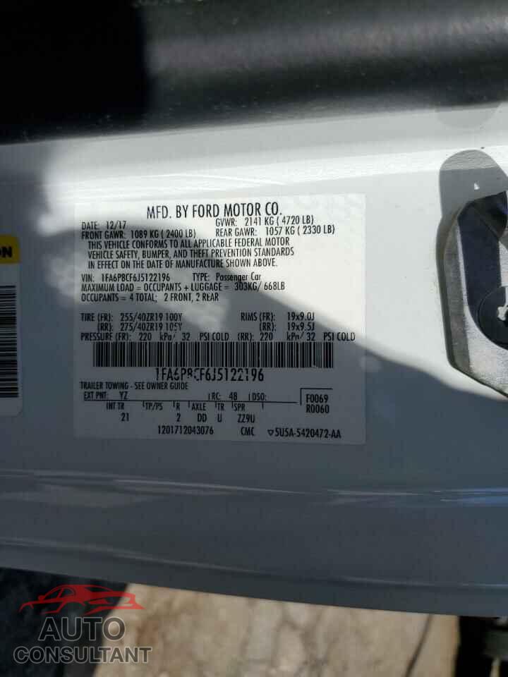 FORD MUSTANG 2018 - 1FA6P8CF6J5122196