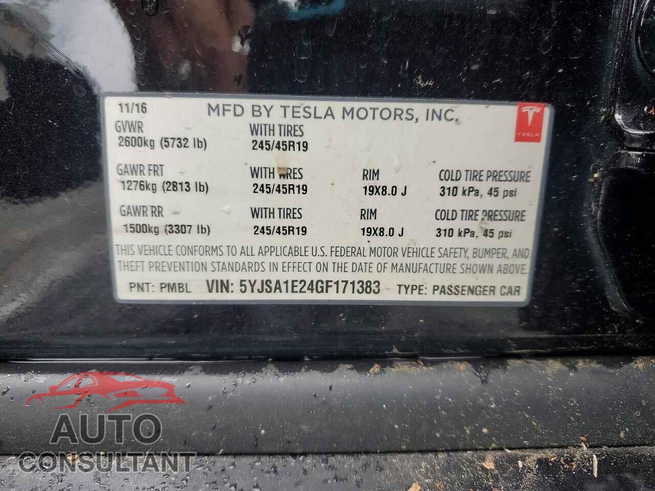 TESLA MODEL S 2016 - 5YJSA1E24GF171383