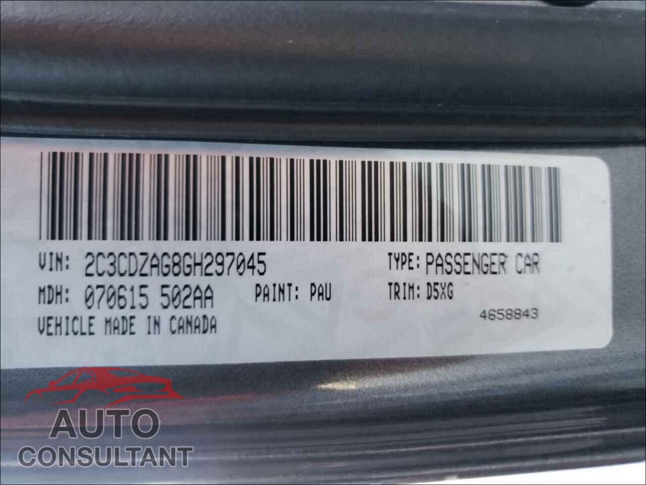 DODGE CHALLENGER 2016 - 2C3CDZAG8GH297045