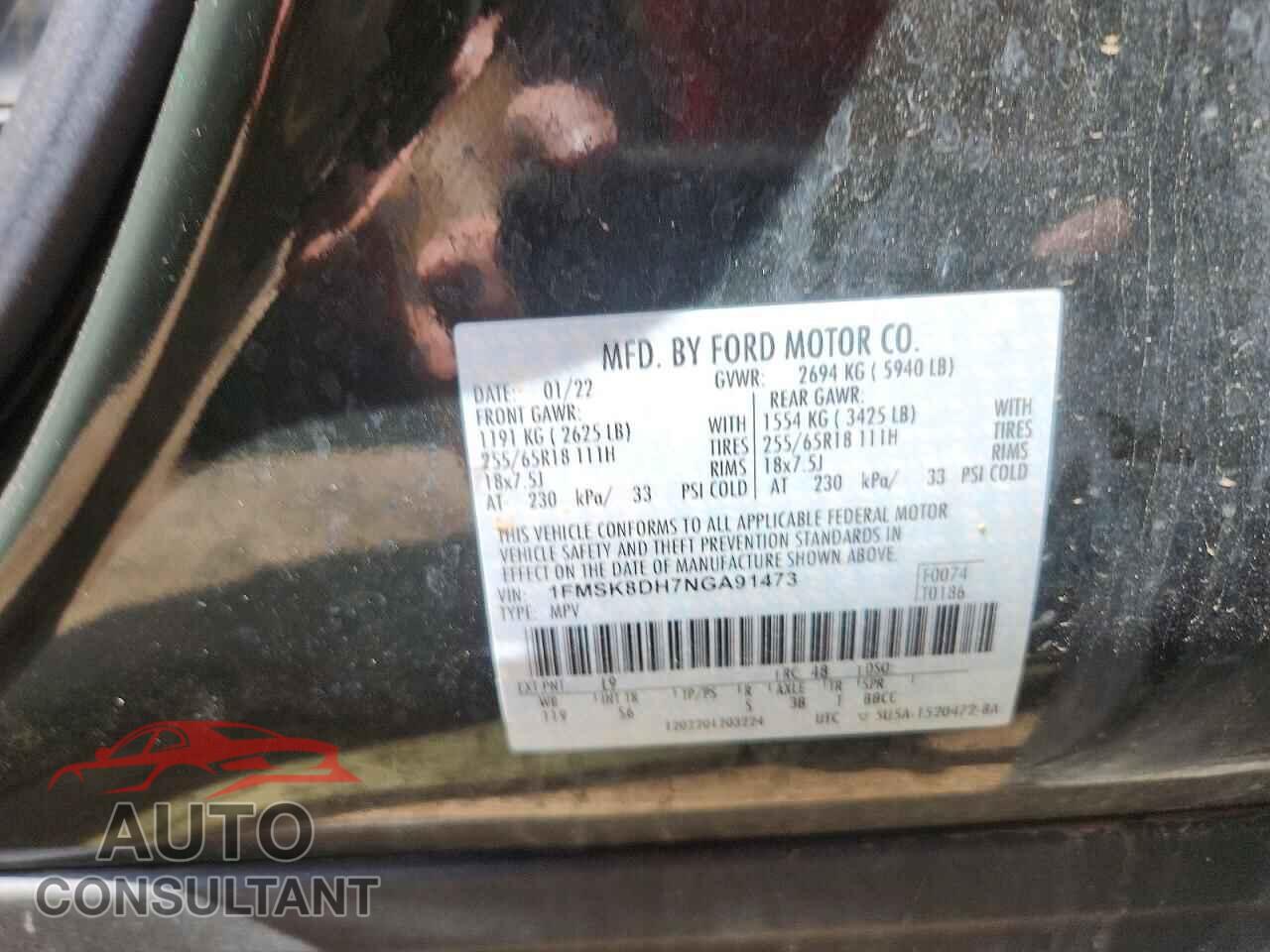 FORD EXPLORER 2022 - 1FMSK8DH7NGA91473