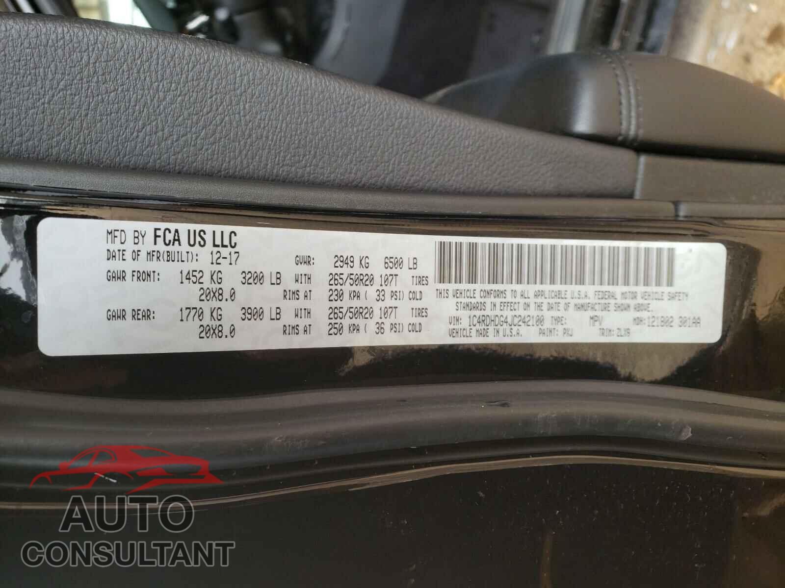 DODGE DURANGO 2018 - 1C4RDHDG4JC242100