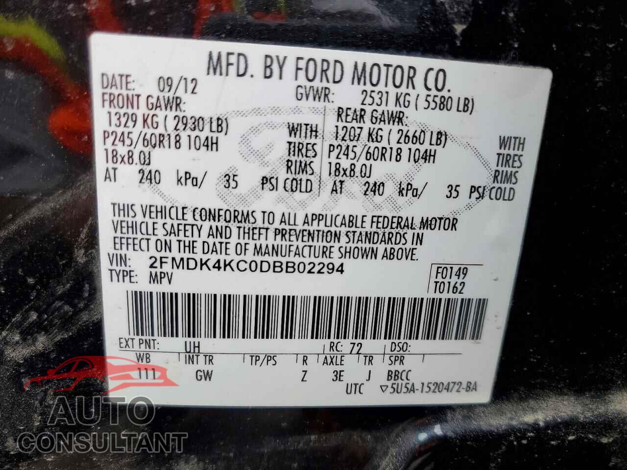 FORD EDGE 2013 - 2FMDK4KC0DBB02294