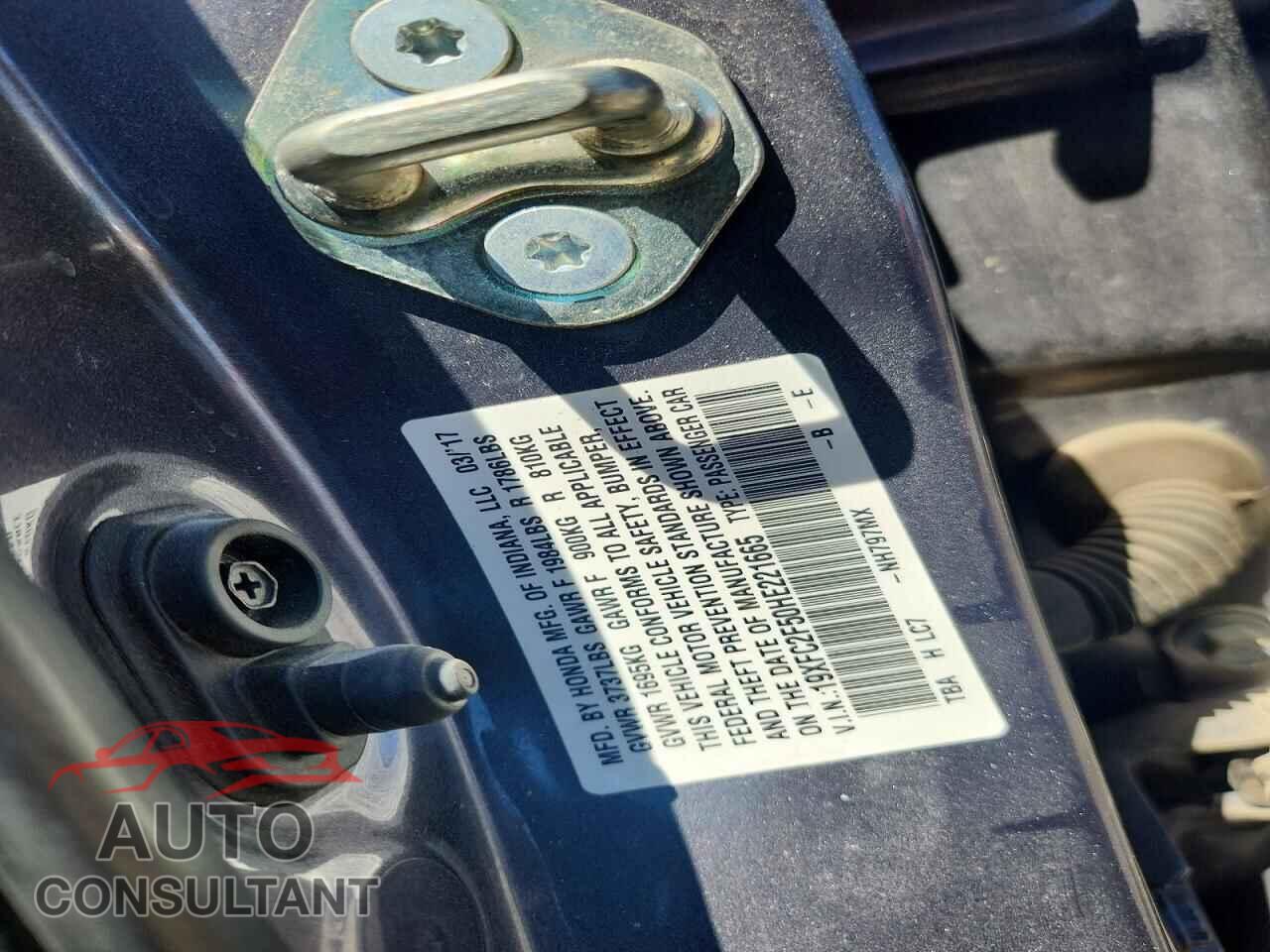 HONDA CIVIC 2017 - 19XFC2F50HE221665