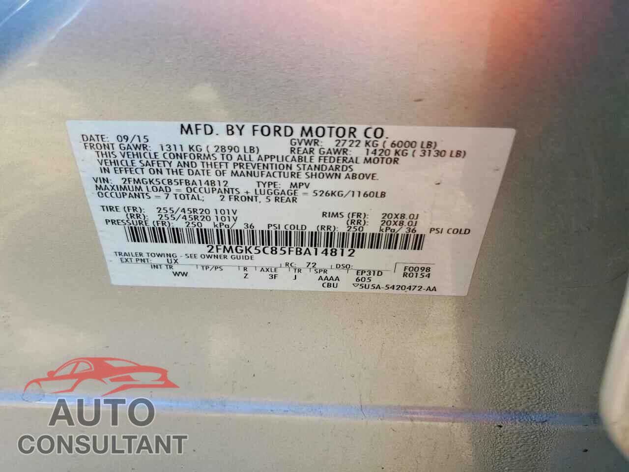FORD FLEX 2015 - 2FMGK5C85FBA14812