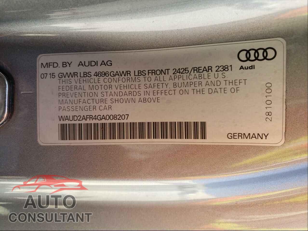 AUDI A5 2016 - WAUD2AFR4GA008207