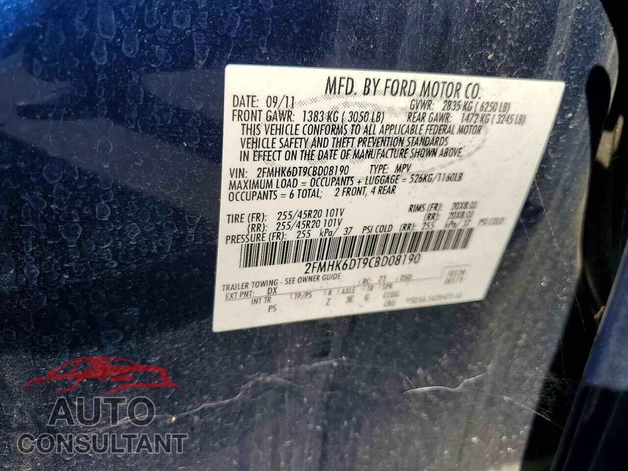 FORD FLEX 2012 - 2FMHK6DT9CBD08190