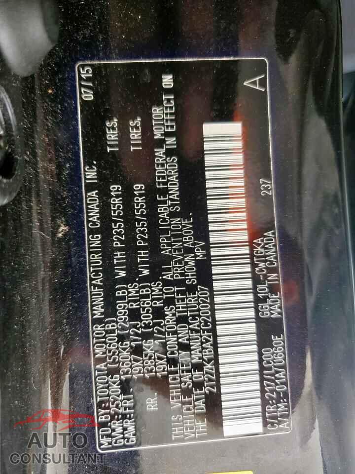 LEXUS RX350 2015 - 2T2ZK1BA2FC200207