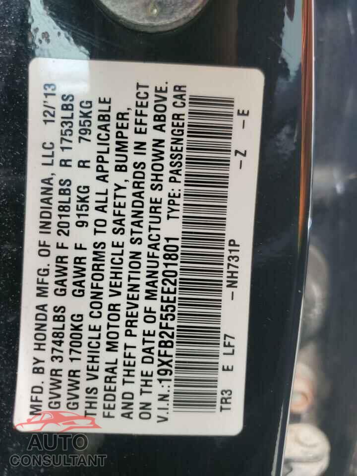HONDA CIVIC 2014 - 19XFB2F55EE201801
