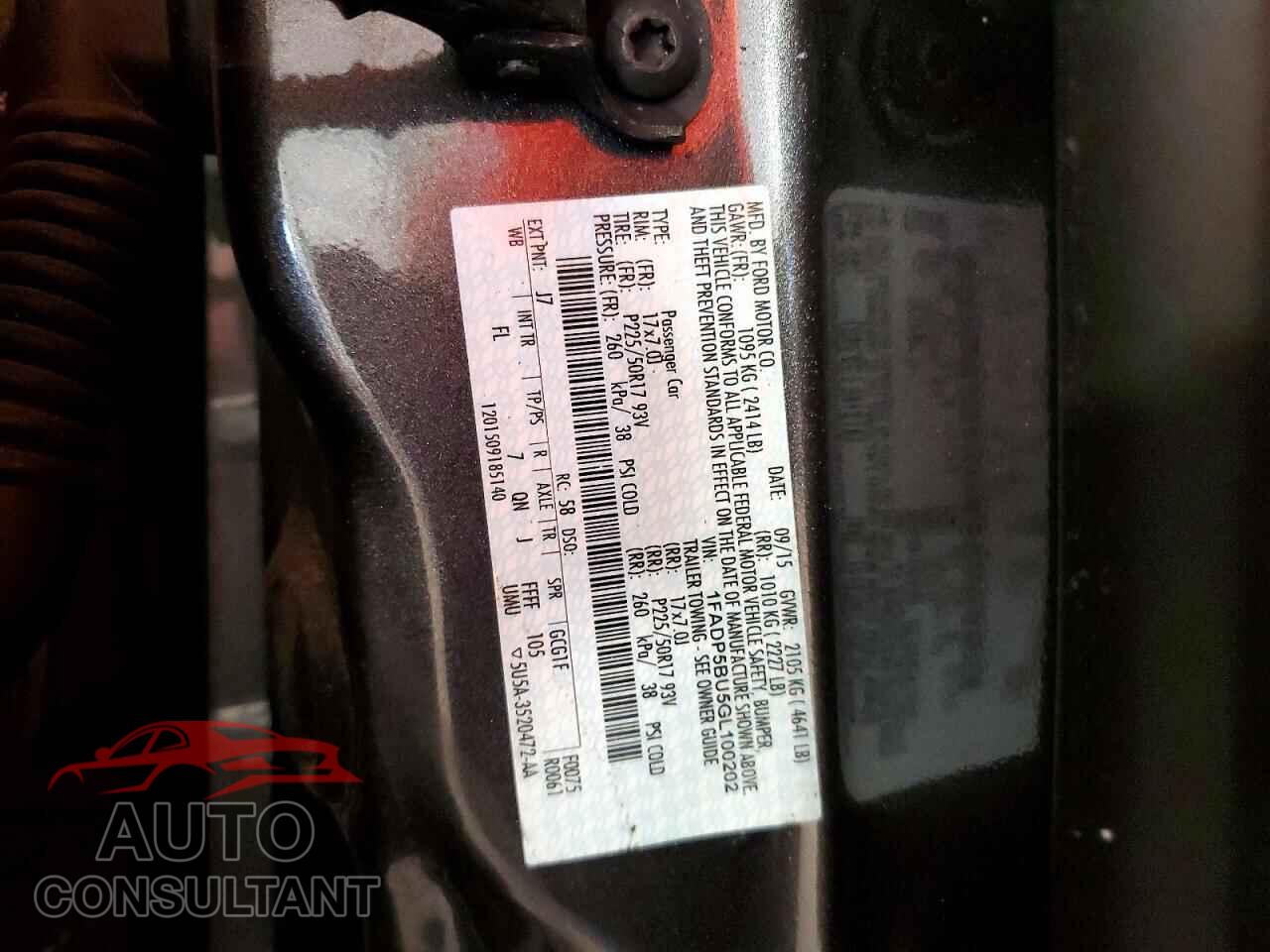 FORD CMAX 2016 - 1FADP5BU5GL100202