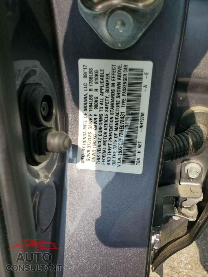 HONDA CIVIC 2017 - 19XFC2F72HE078431