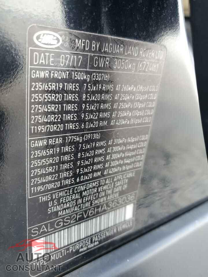 LAND ROVER RANGEROVER 2017 - SALGS2FV6HA363036