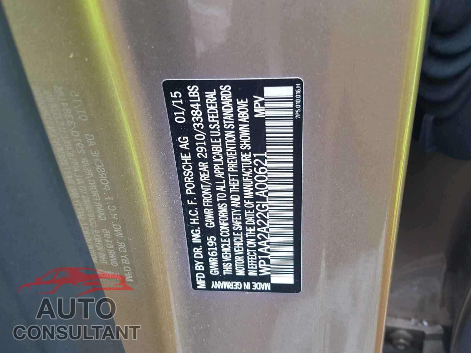 PORSCHE CAYENNE 2016 - WP1AA2A22GLA00621