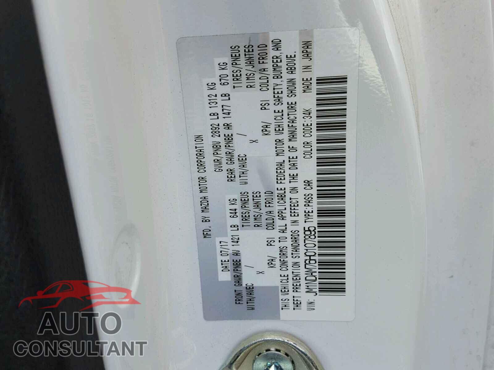 MAZDA MX5 2017 - JM1NDAM76H0107895