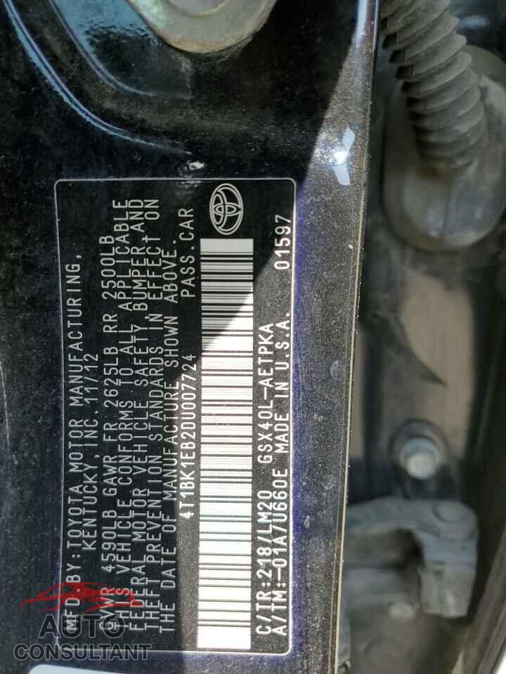 TOYOTA AVALON 2013 - 4T1BK1EB2DU007724