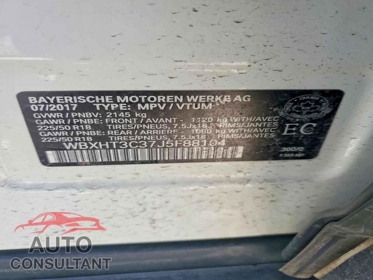 BMW X1 2018 - WBXHT3C37J5F88104