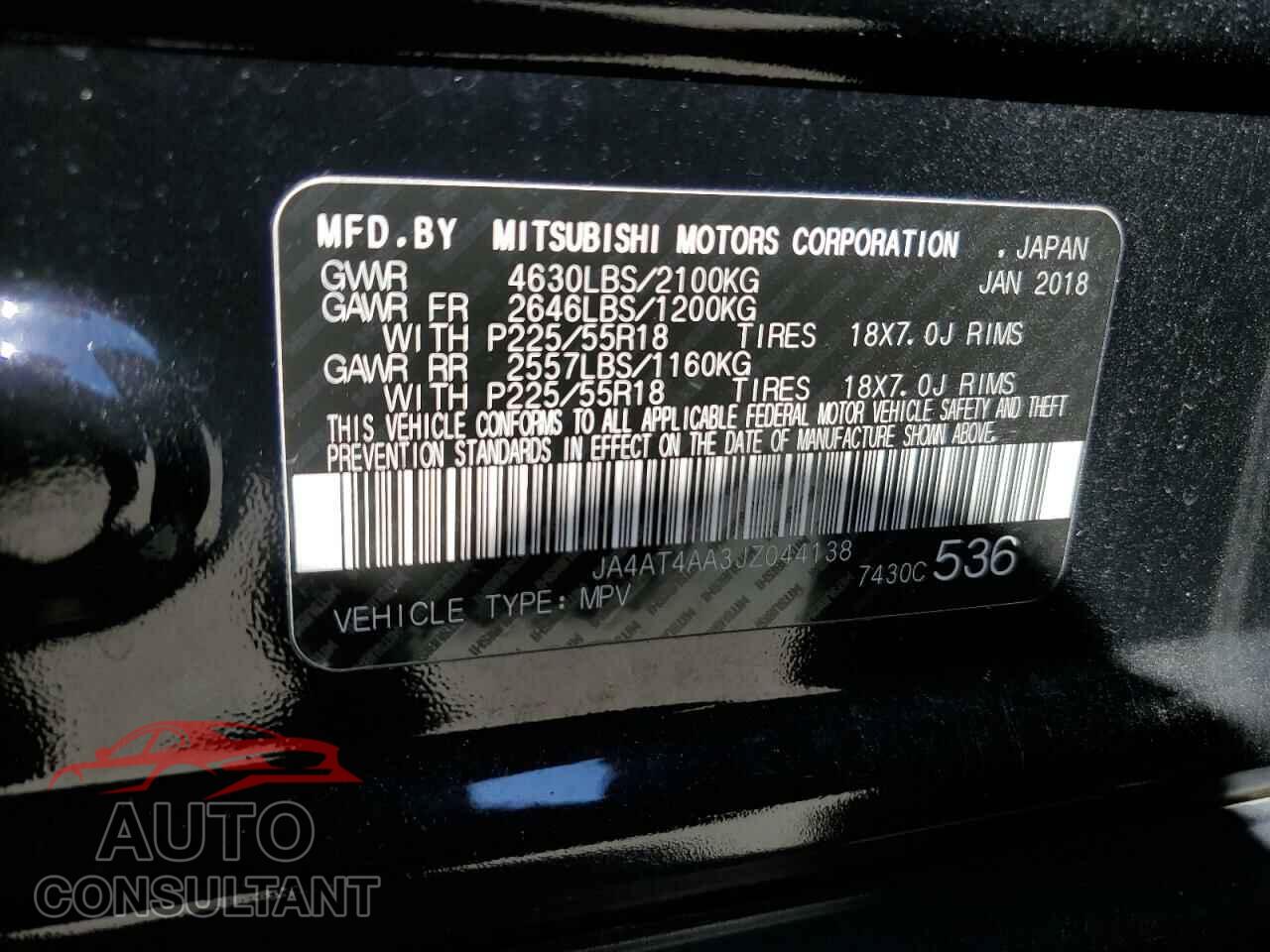 MITSUBISHI ECLIPSE 2018 - JA4AT4AA3JZ044138