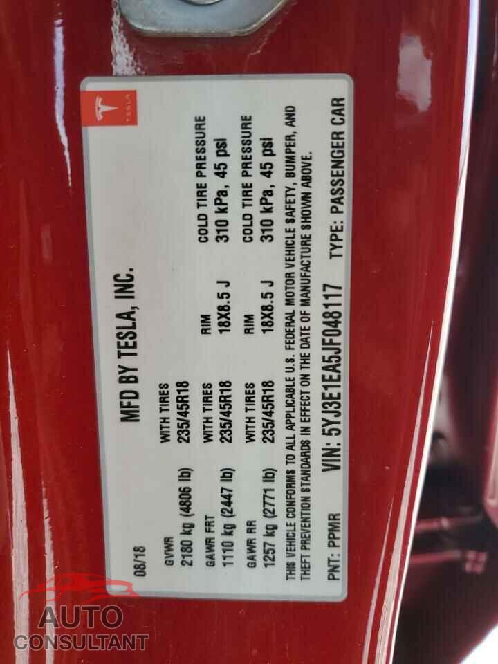 TESLA MODEL 3 2018 - 5YJ3E1EA5JF048117