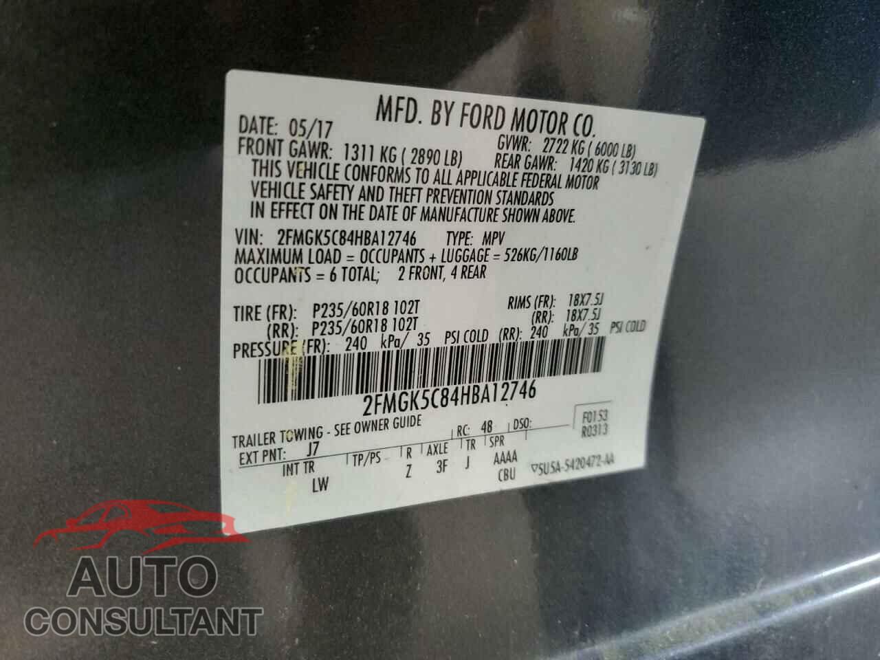 FORD FLEX 2017 - 2FMGK5C84HBA12746