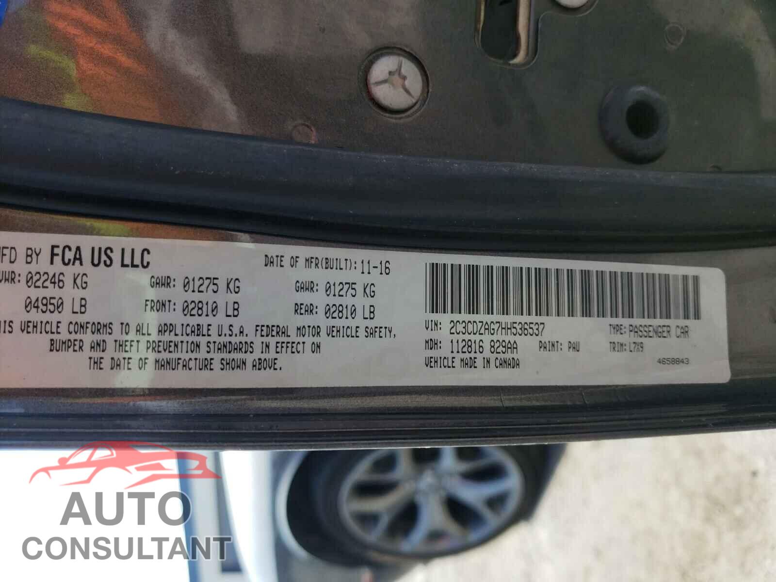 DODGE CHALLENGER 2017 - 2C3CDZAG7HH536537