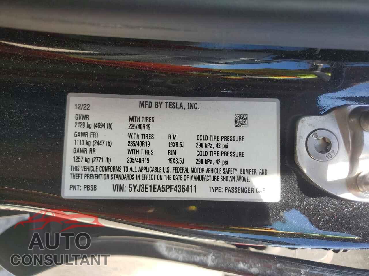 TESLA MODEL 3 2023 - 5YJ3E1EA5PF436411