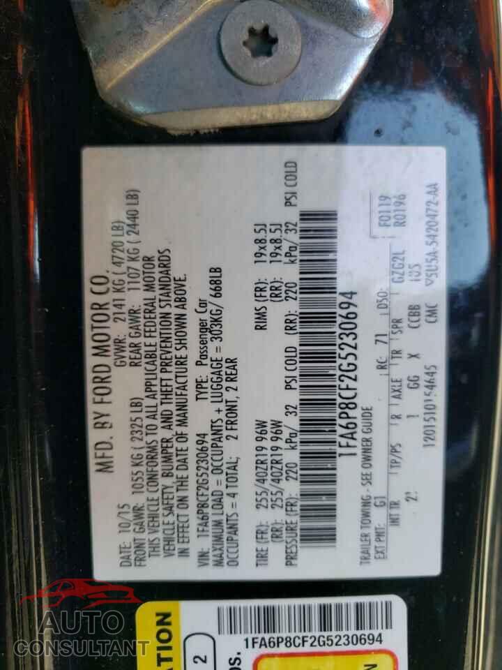FORD MUSTANG 2016 - 1FA6P8CF2G5230694