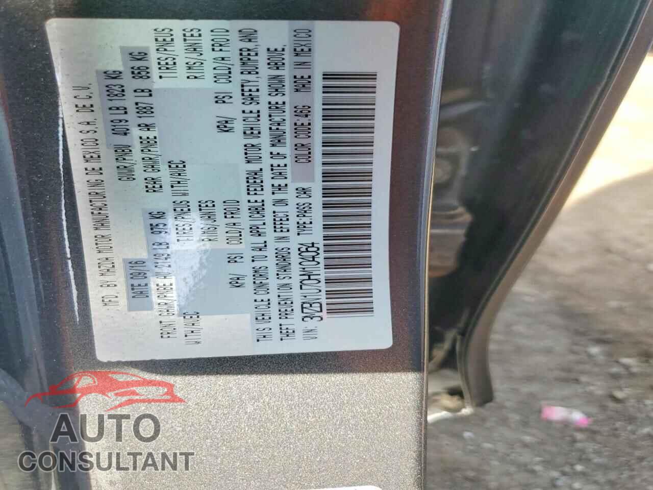 MAZDA 3 2017 - 3MZBN1U70HM104064