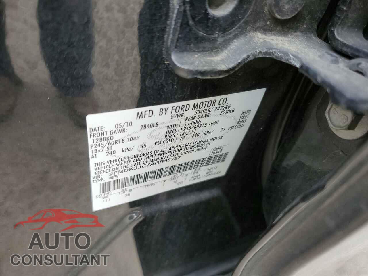 FORD EDGE 2010 - 2FMDK3JC7ABB58787