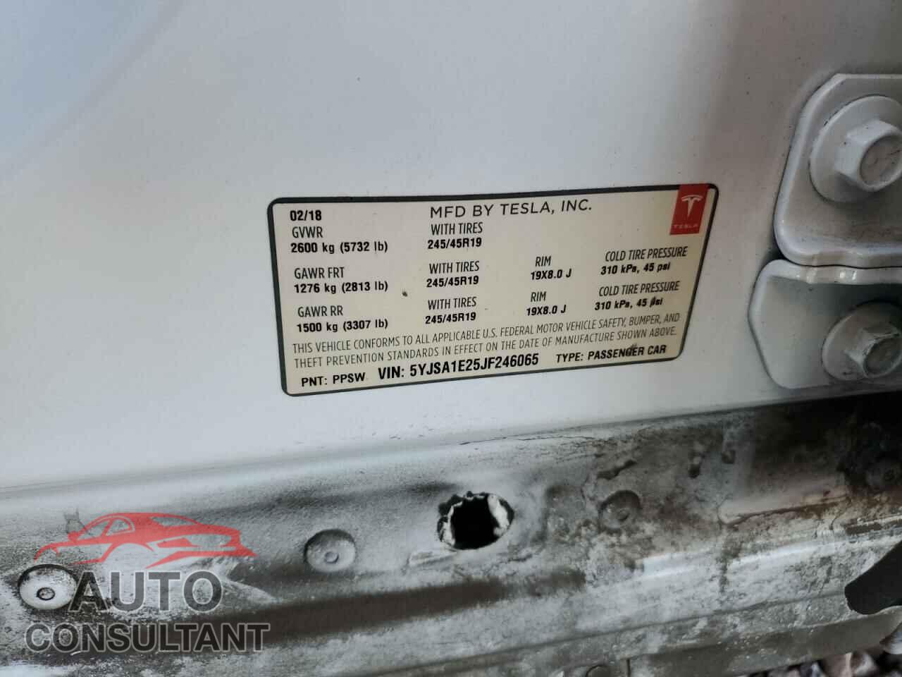 TESLA MODEL S 2018 - 5YJSA1E25JF246065