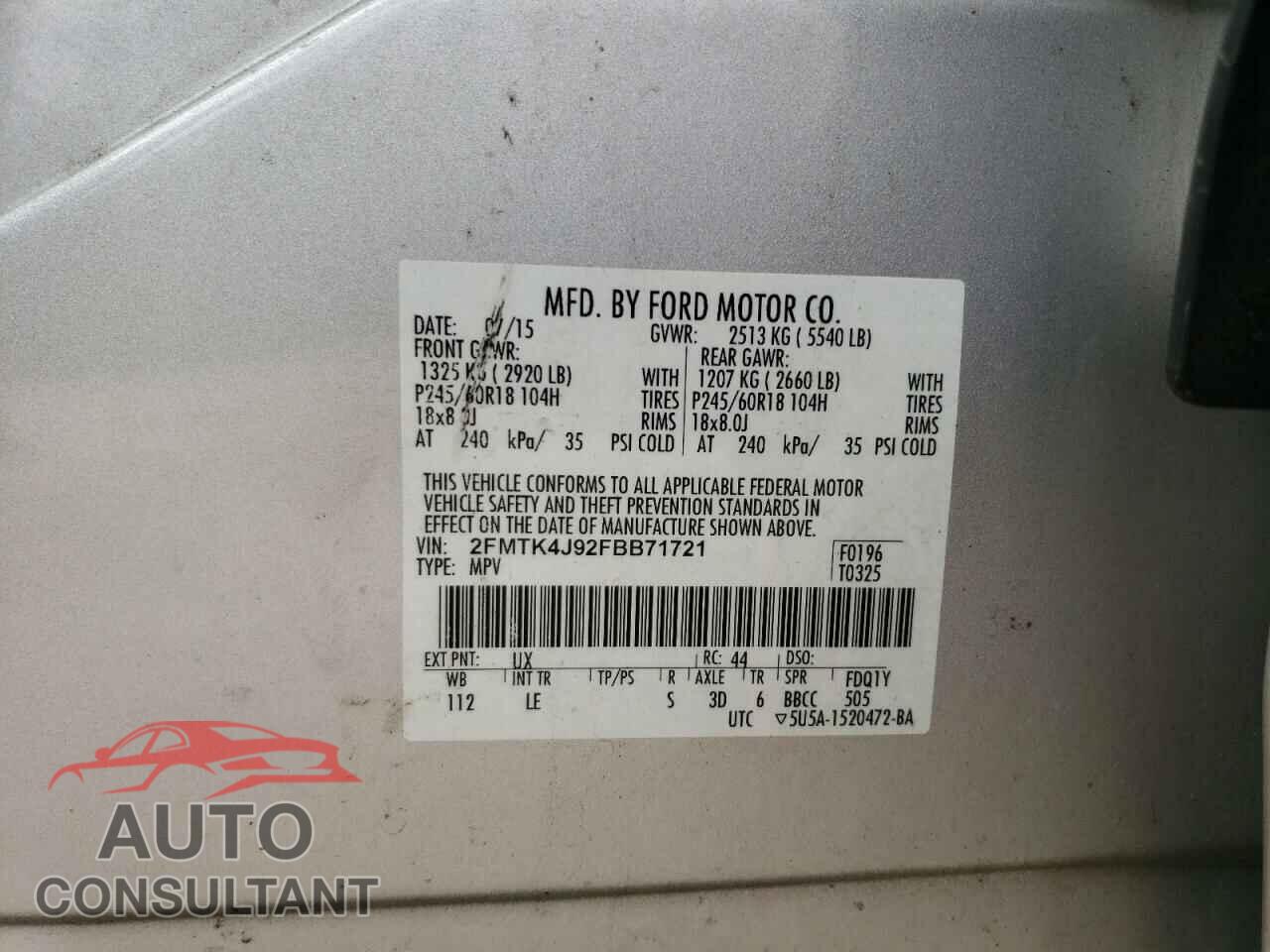 FORD EDGE 2015 - 2FMTK4J92FBB71721