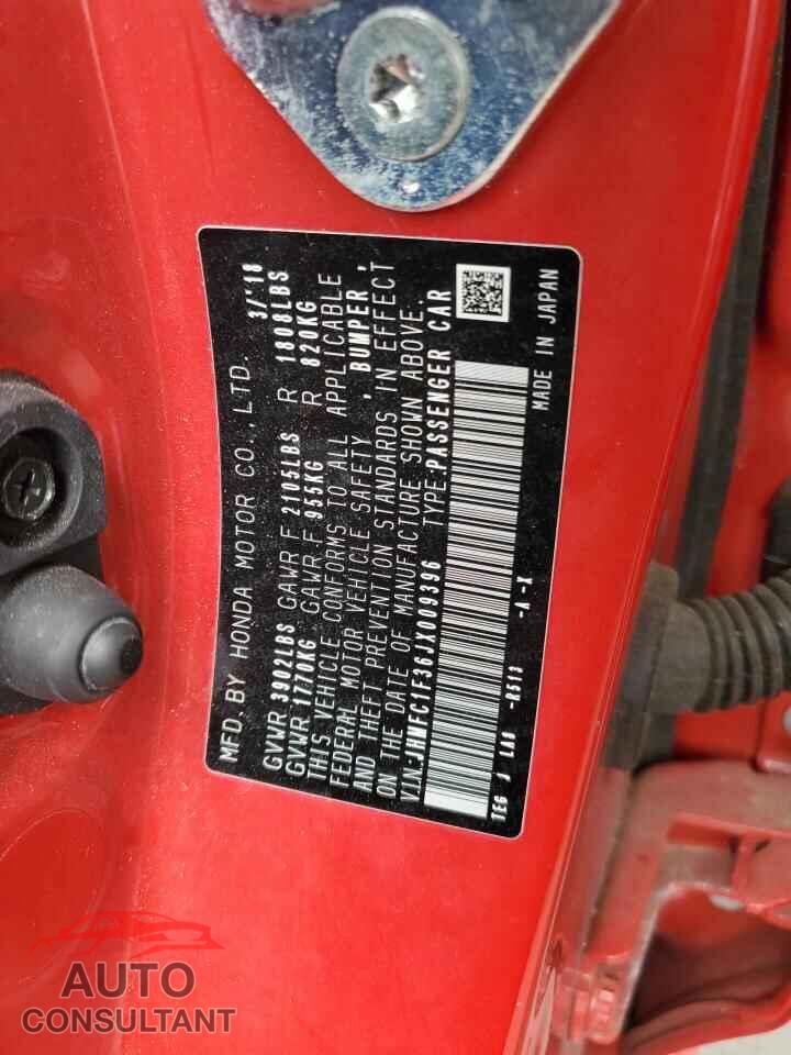 HONDA CIVIC 2018 - JHMFC1F36JX009396